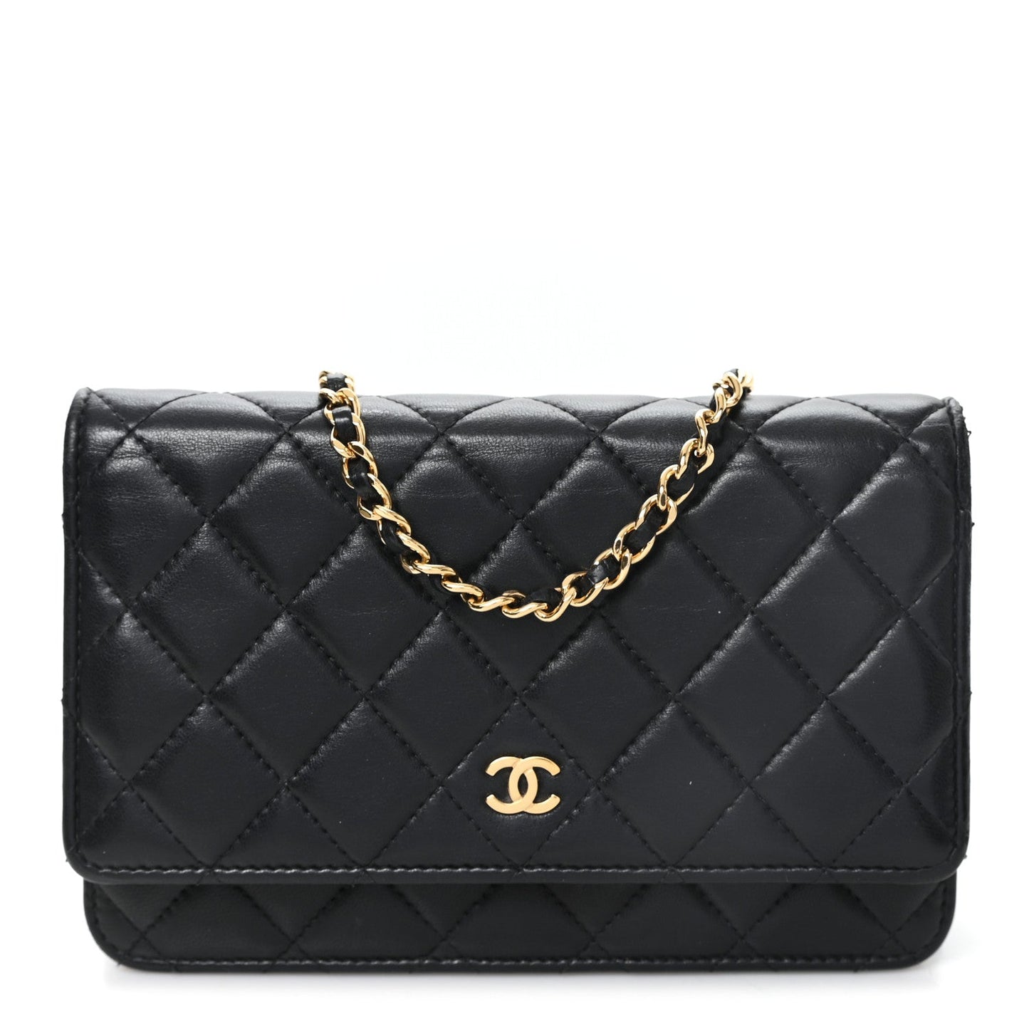 Lambskin Quilted Wallet On Chain WOC Black