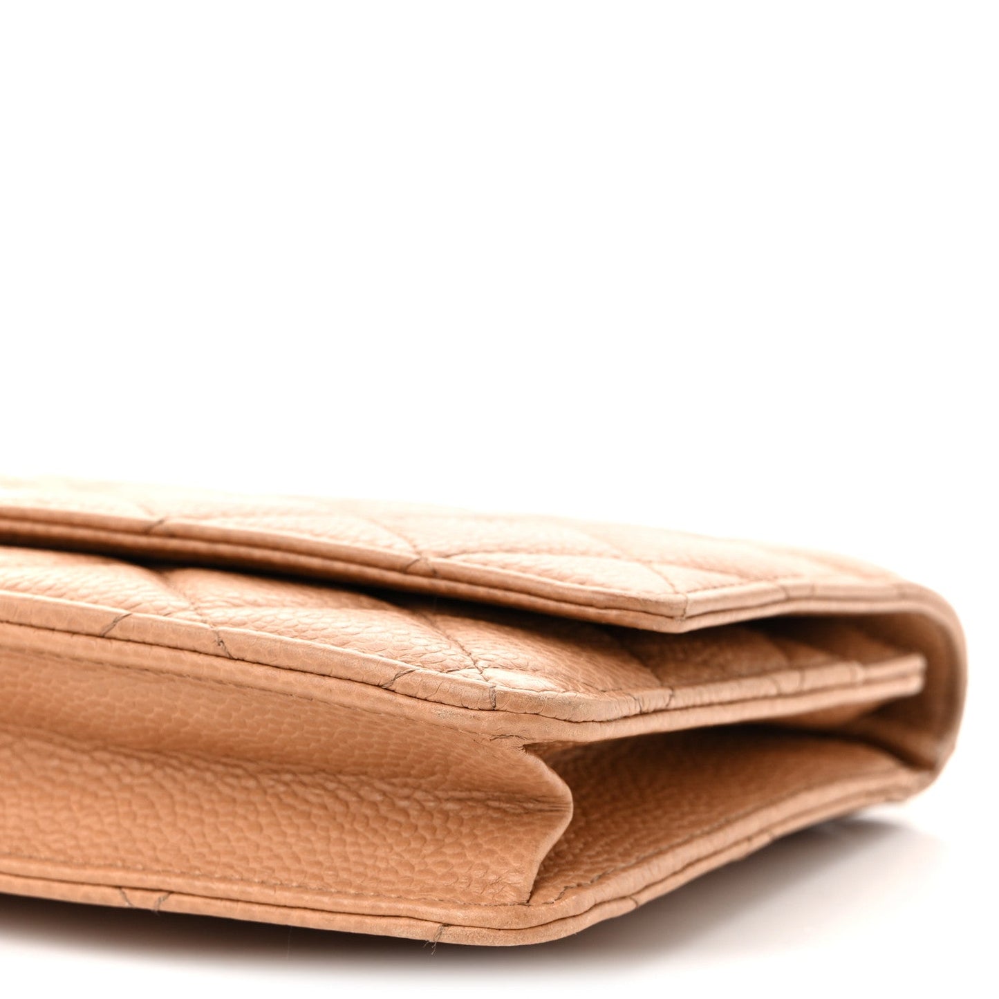 Caviar Quilted Wallet on Chain WOC Beige