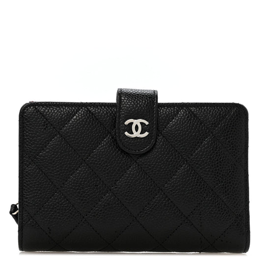 Caviar Quilted CC French Wallet Black