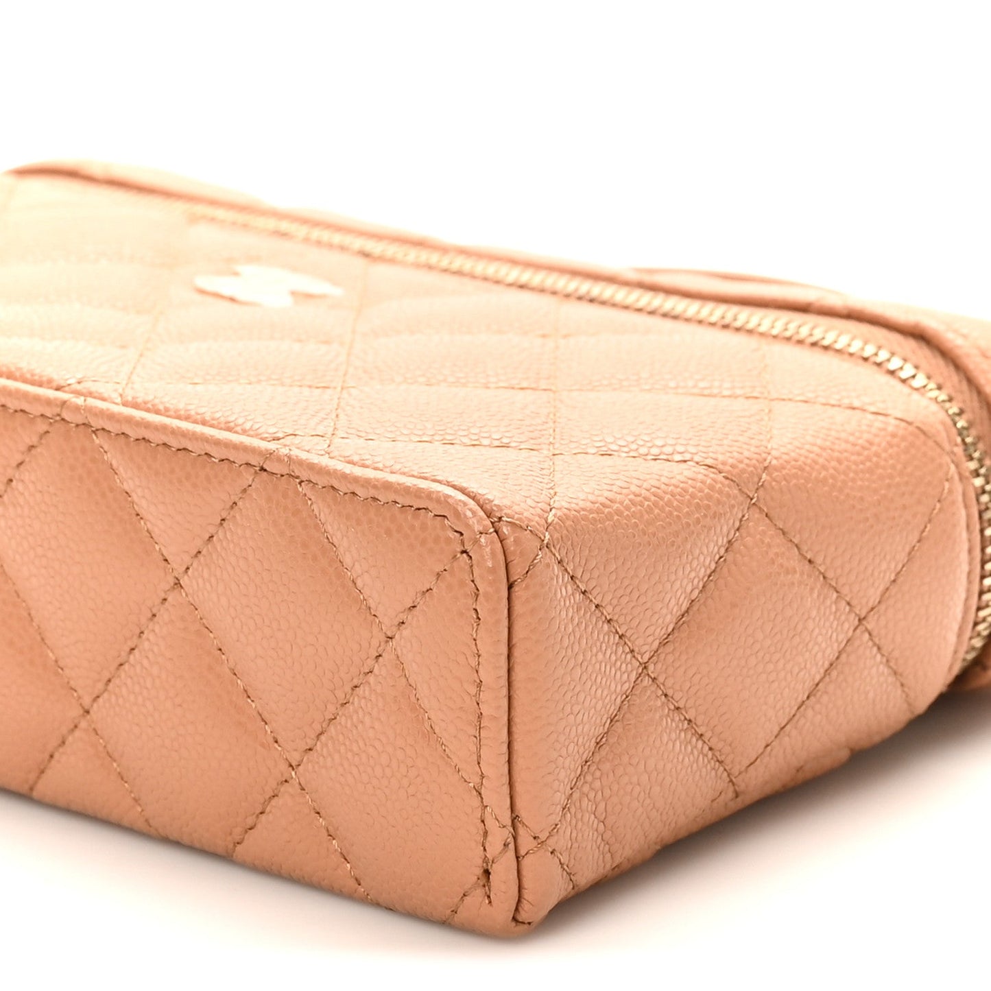 Caviar Quilted Top Handle Slim Vanity With Chain Brown
