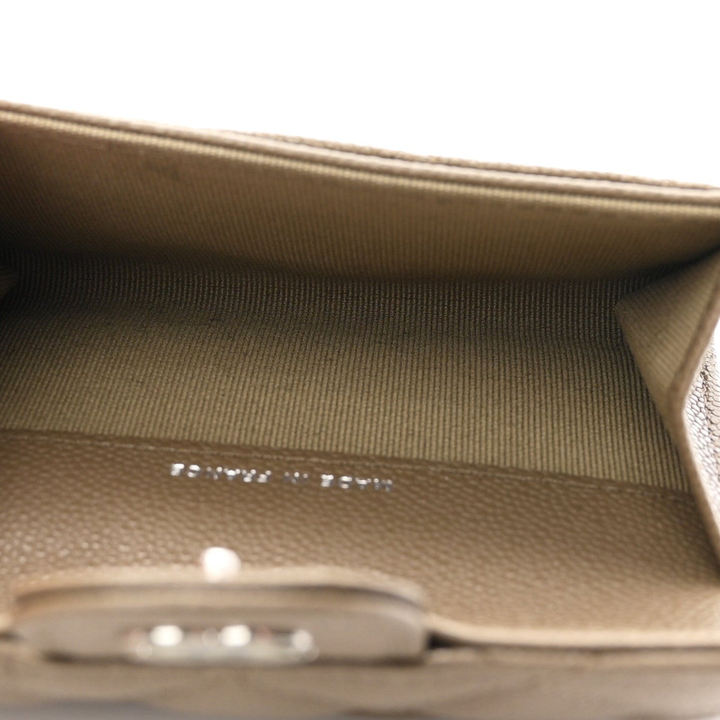 Caviar Quilted Flap Card Holder Wallet Dark Khaki