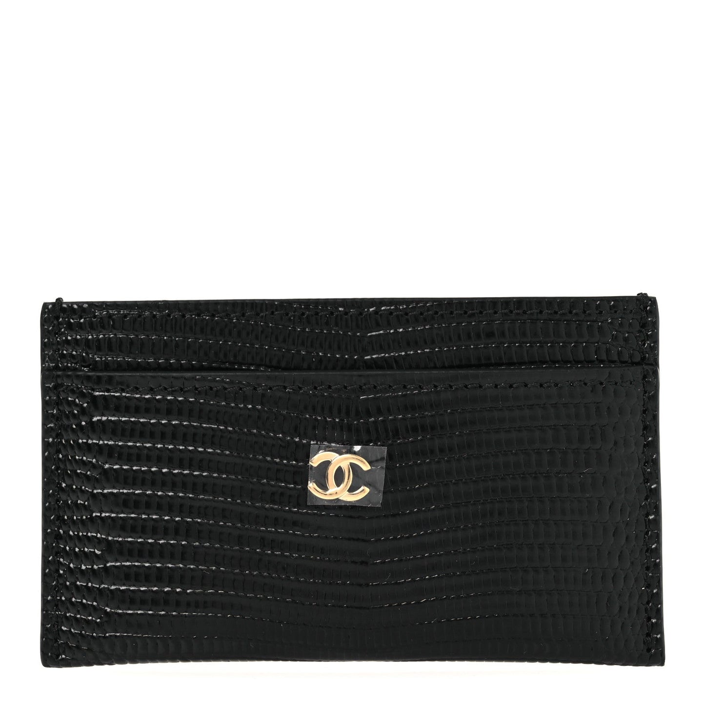 Calfskin Lizard Embossed Card Holder Black