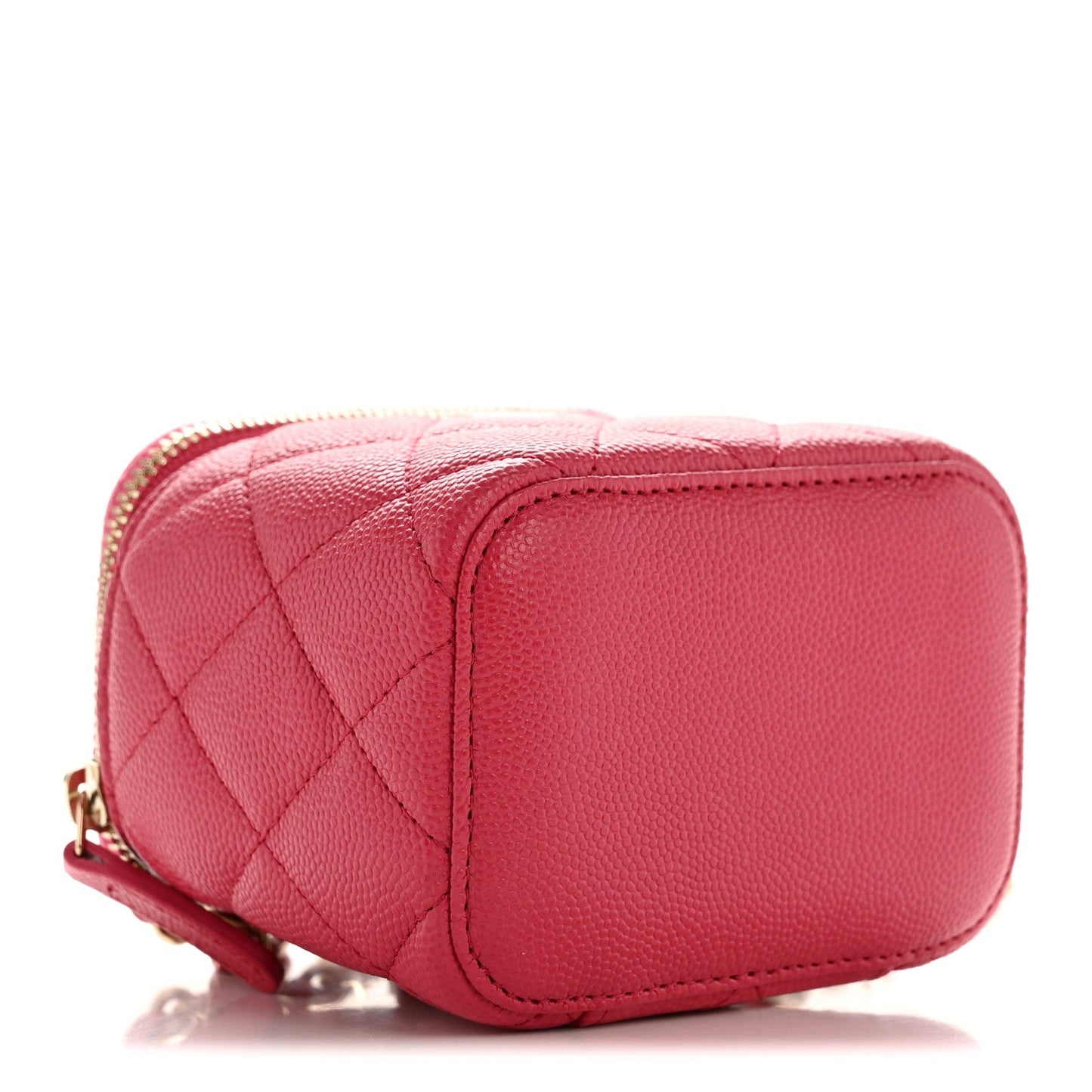 Caviar Quilted Mini Vanity Case With Chain Dark Pink