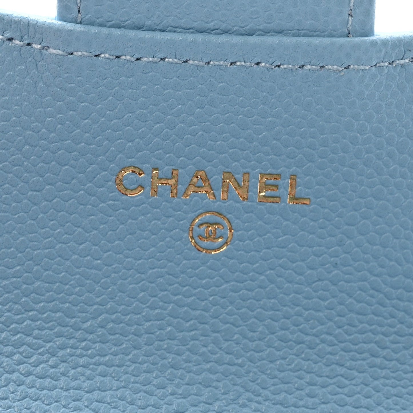 Caviar Quilted Flap Card Holder Wallet Light Blue