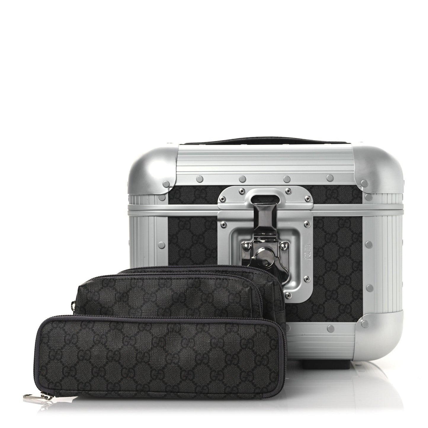 GG Supreme Monogram Aluminum Porter Beauty Case Silver