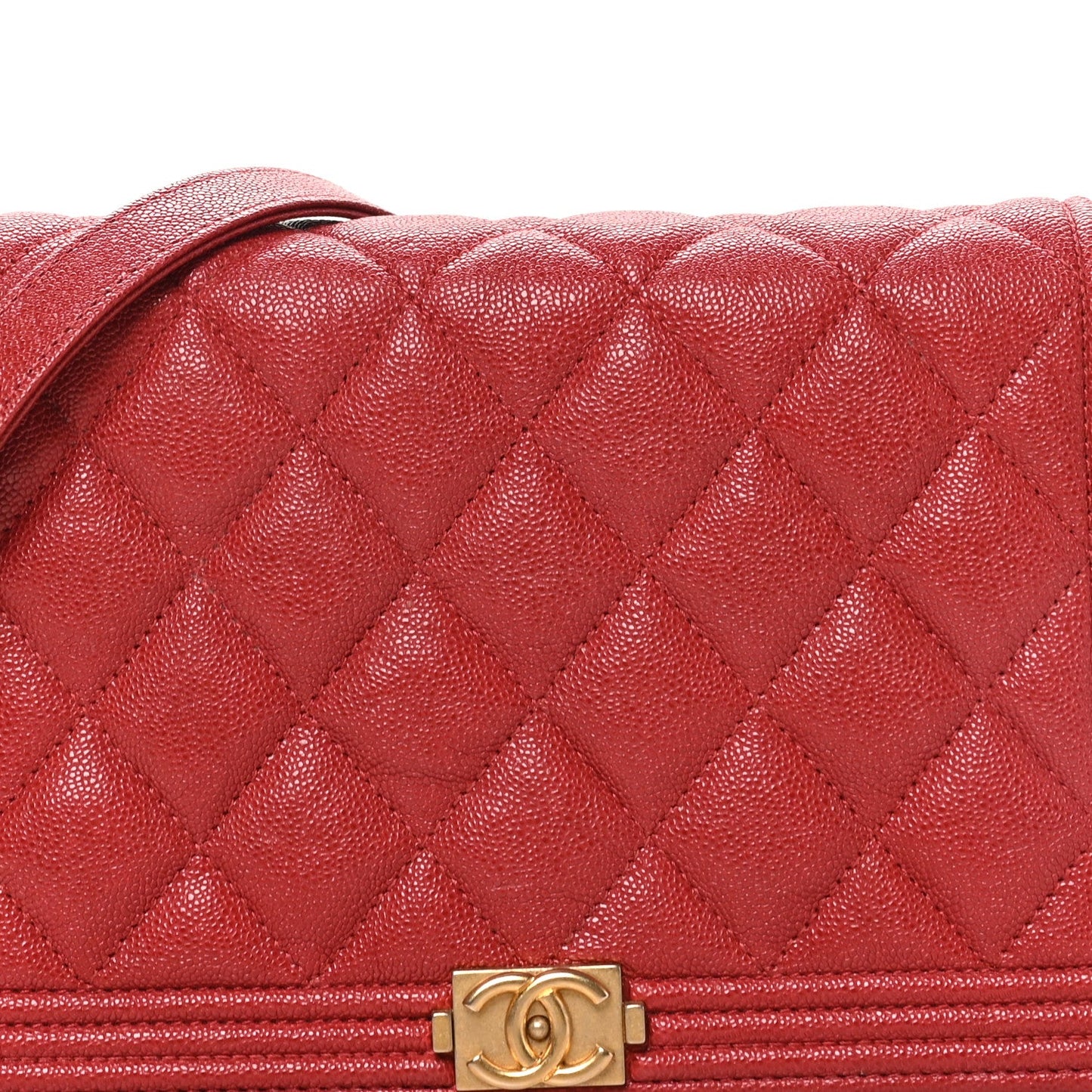 Caviar Quilted Boy Wallet On Chain WOC Red