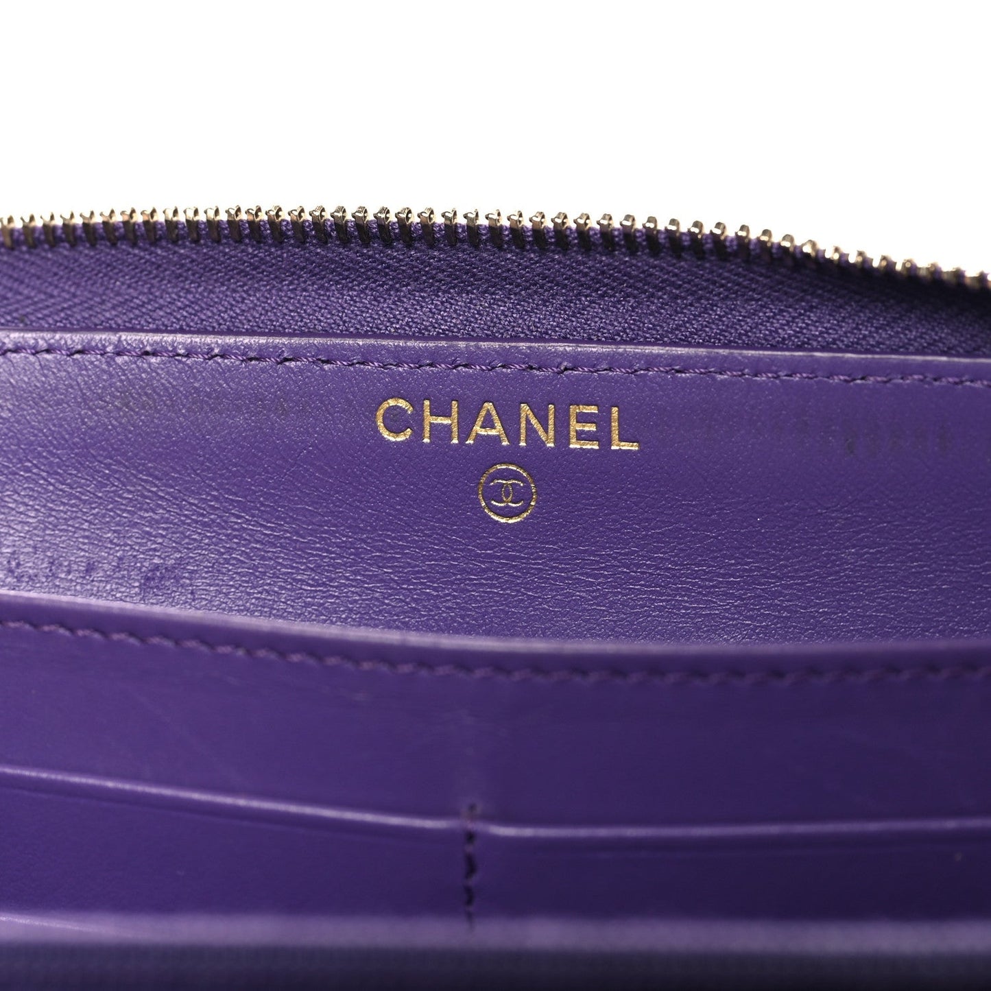 Caviar Quilted Large Gusset Zip Around Wallet Purple