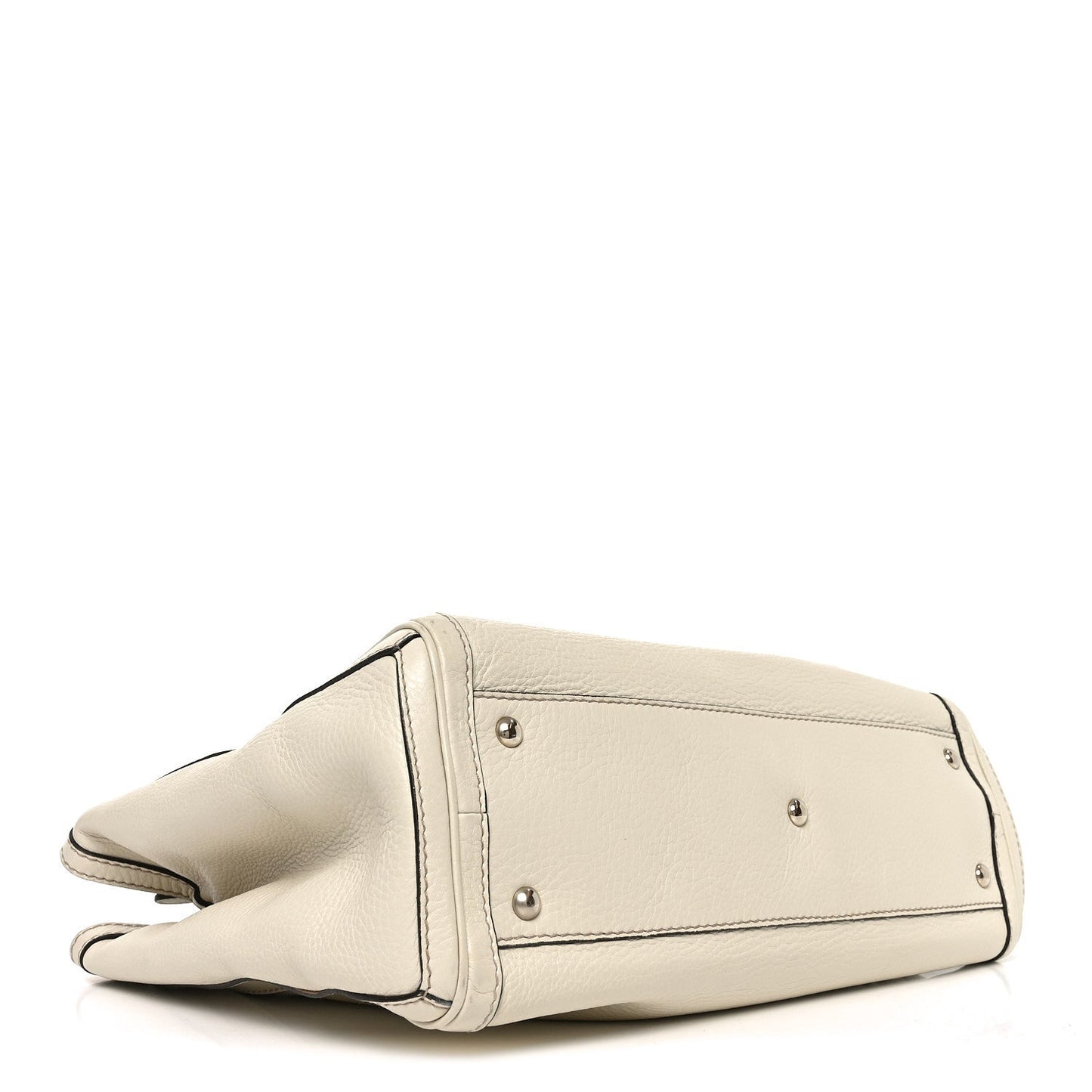 Pebbled Calfskin Medium Bella Tote Off White