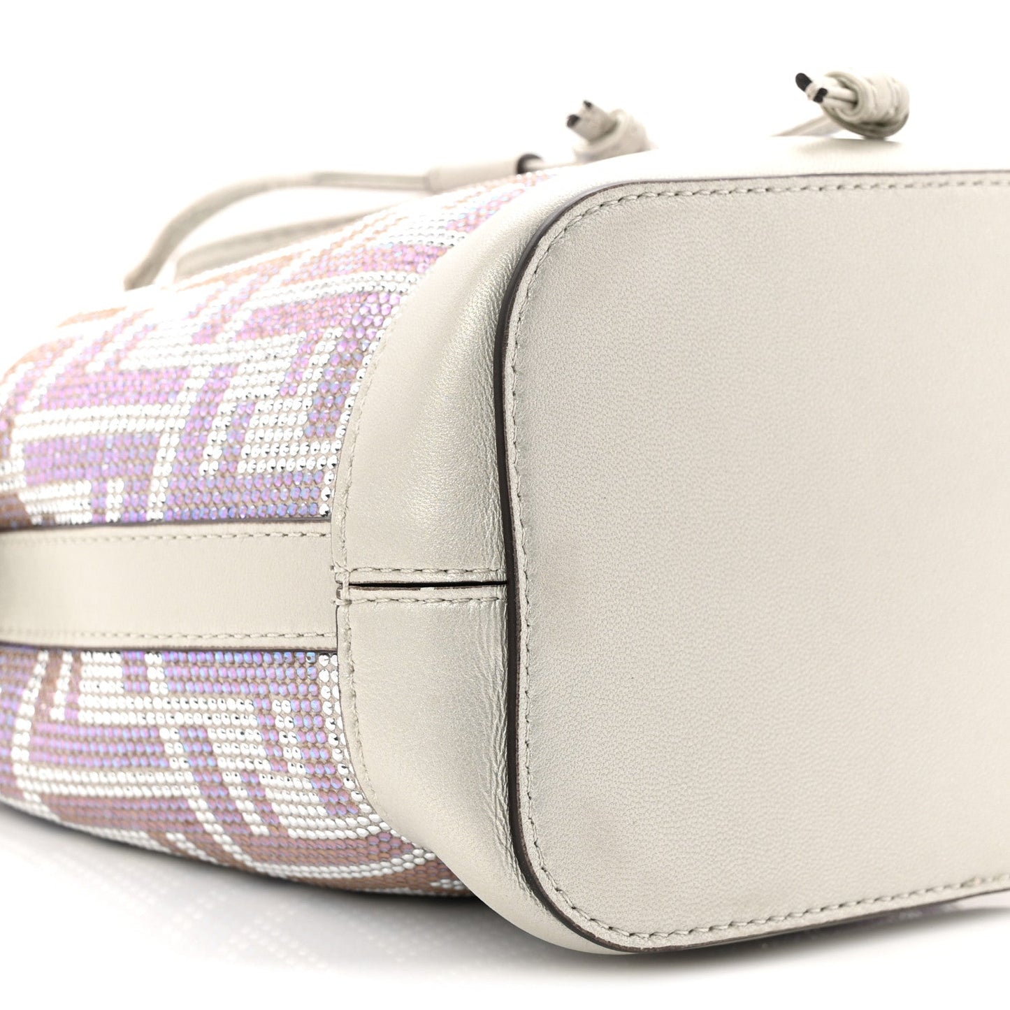 Crystal Vitello Laminato FF Mini Mon Tresor Bucket Bag Crystal Argento