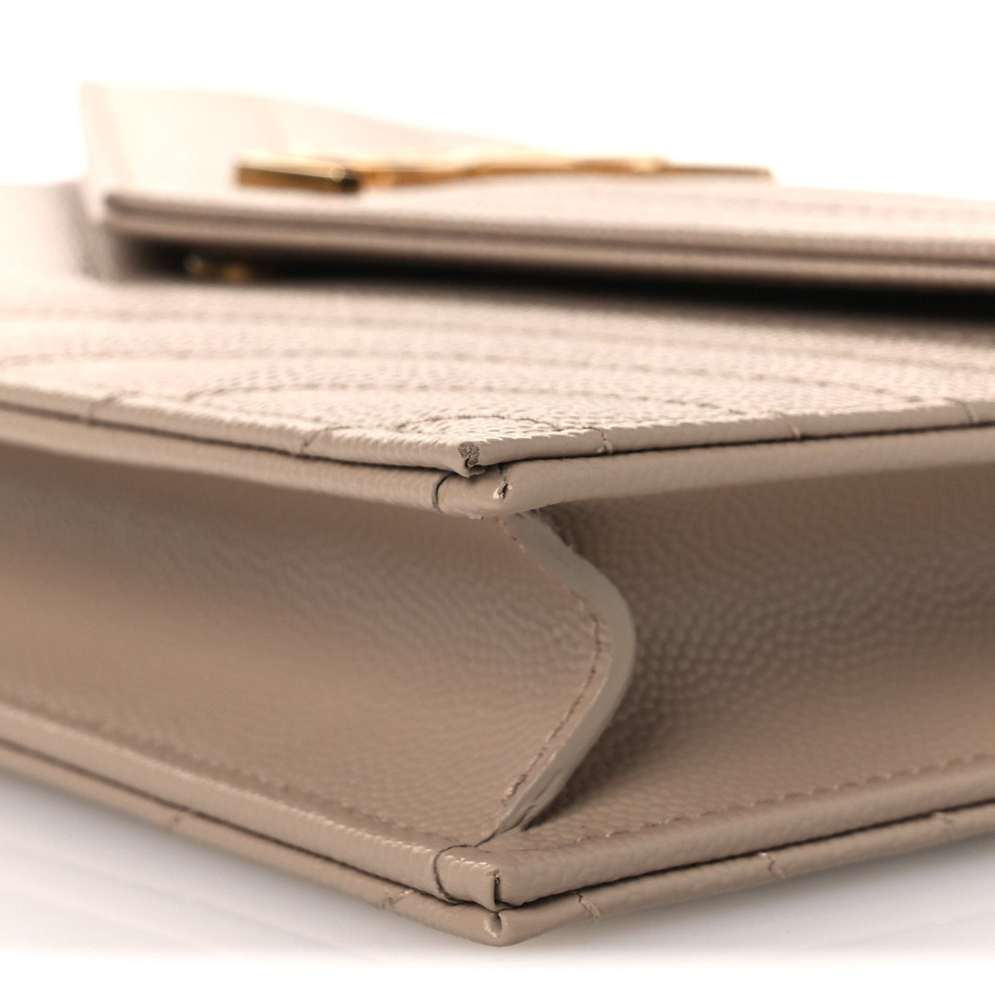 Grain De Poudre Matelasse Chevron Monogram Envelope Chain Wallet Dark Beige