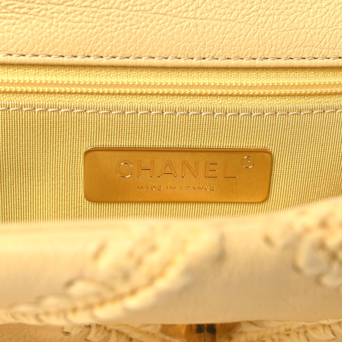 Calfskin Crochet Medium Chanel 19 Flap Yellow