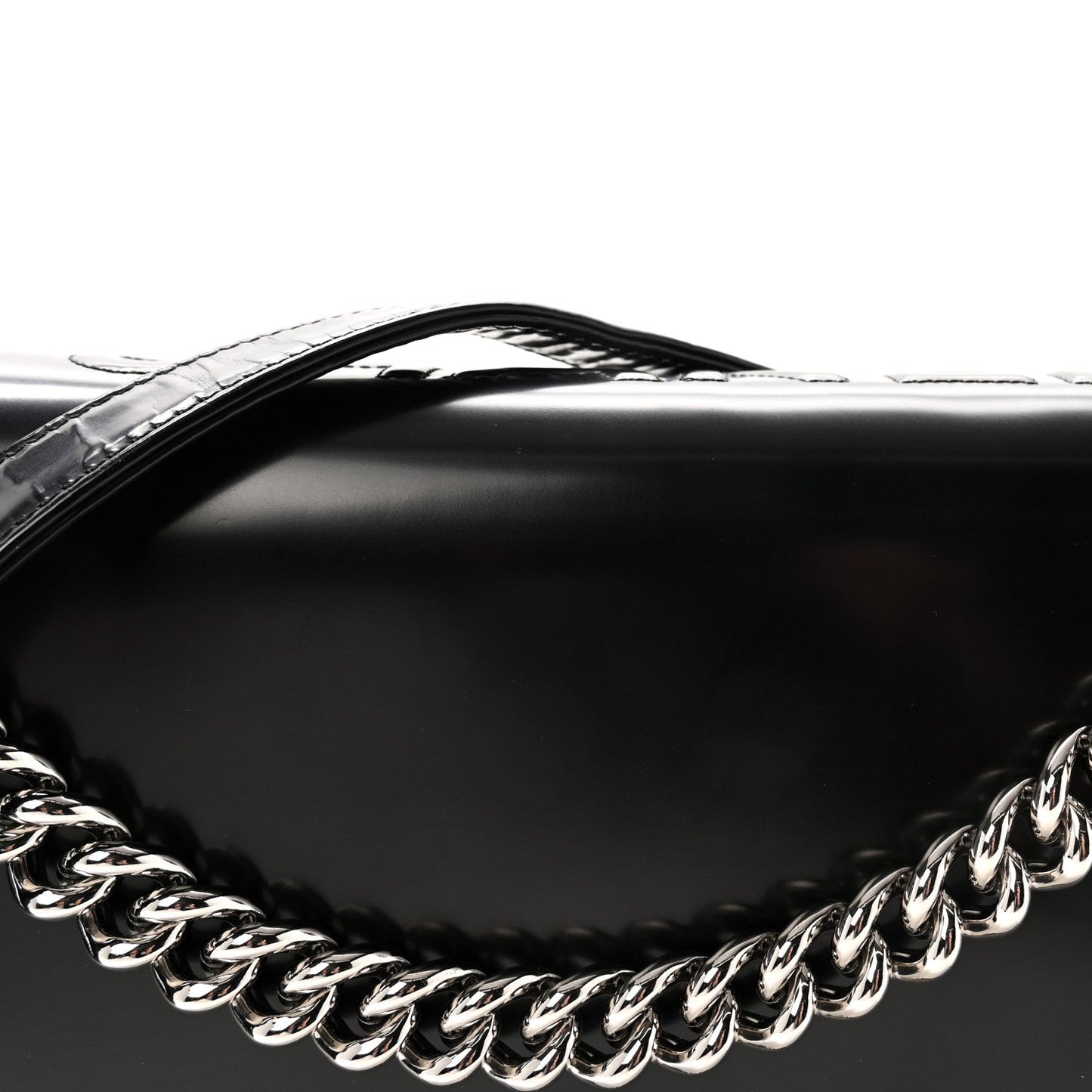 Glazed Calfskin Large Boy Flap Black