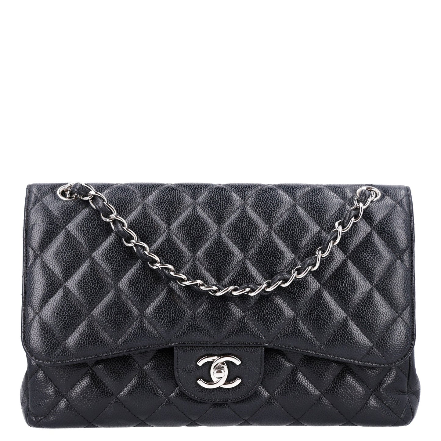 Caviar Quilted Jumbo Double Flap Black