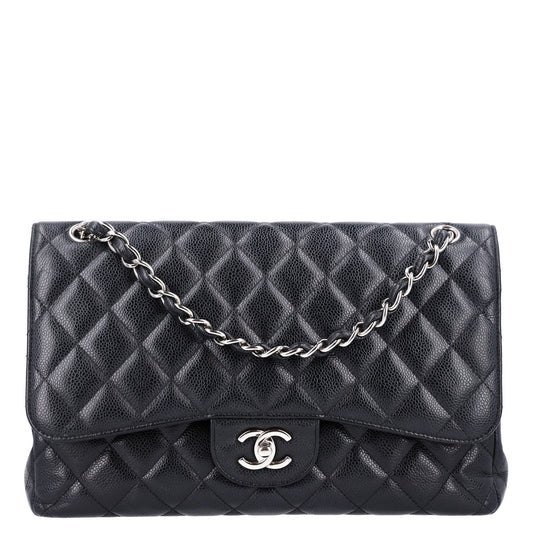 Caviar Quilted Jumbo Double Flap Black
