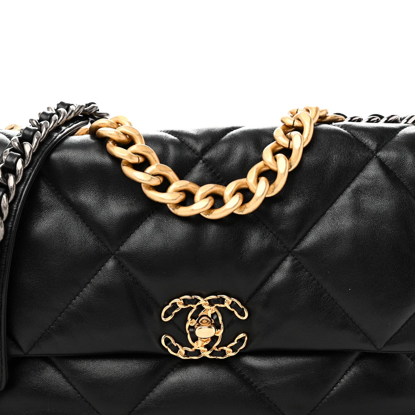 Lambskin Quilted Large Chanel 19 Flap Black