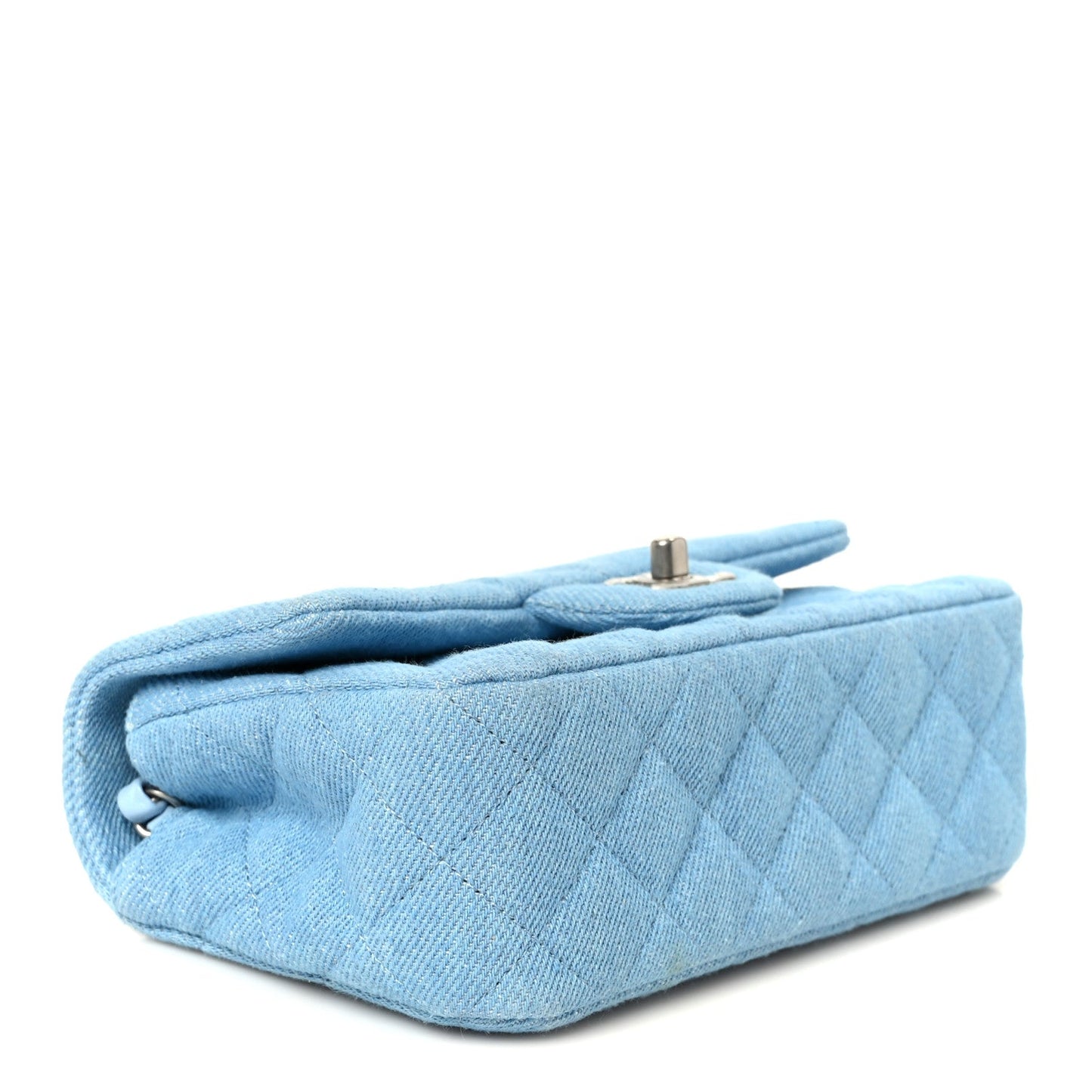 Denim Quilted Mini Rectangular Flap Blue