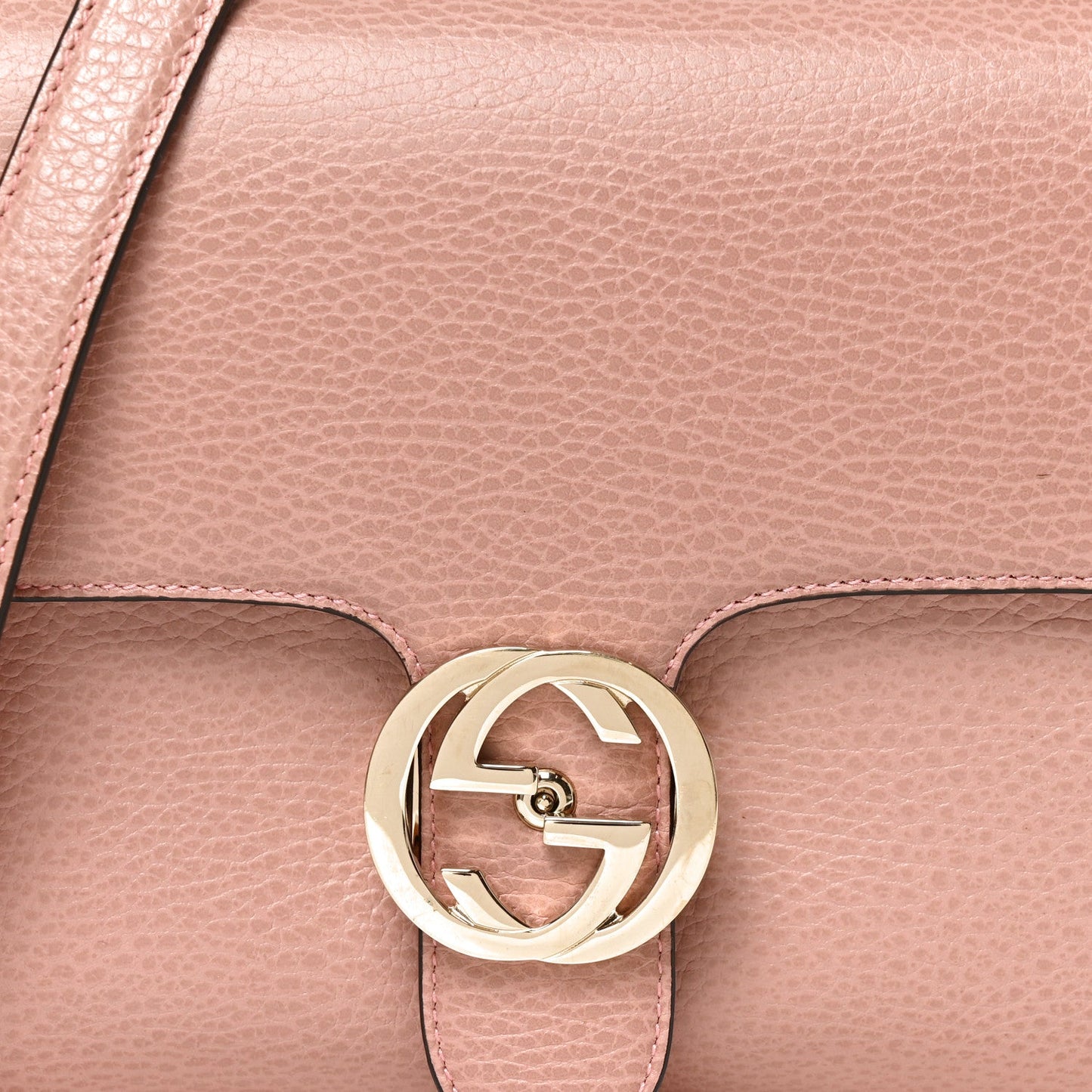 Dollar Calfskin Interlocking G Top Handle Shoulder Bag Soft Pink