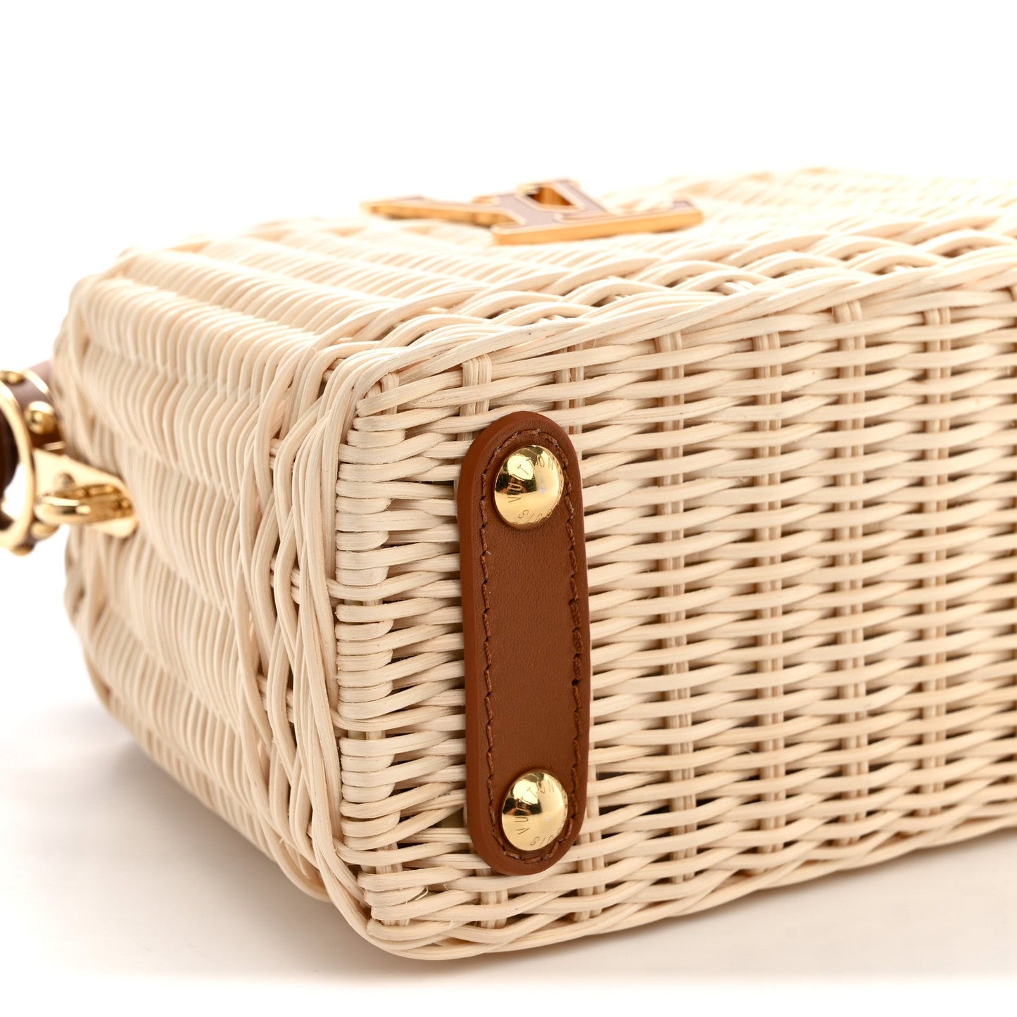 Rattan Calfskin Capucines Mini Brown