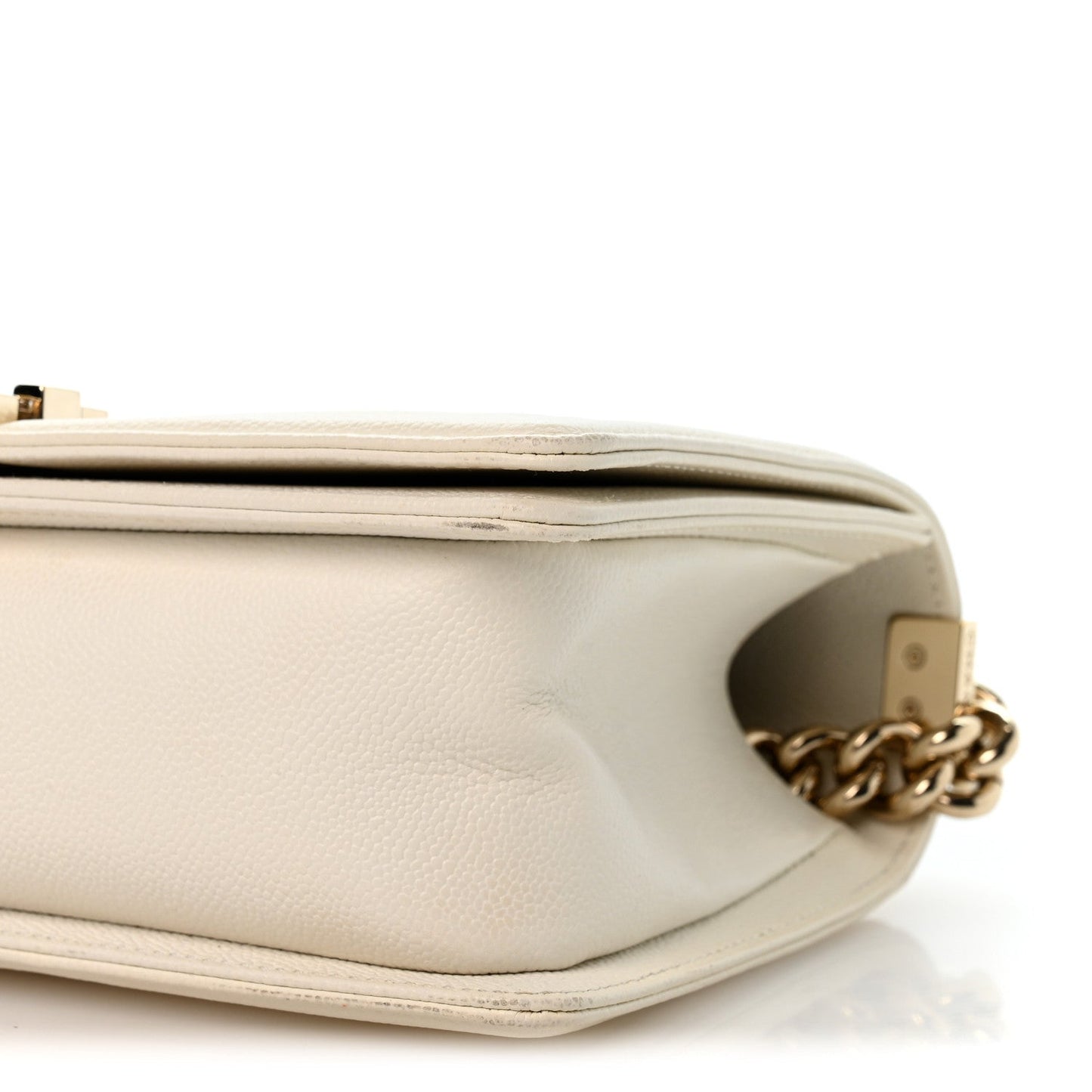 Caviar Quilted Medium Boy Flap White