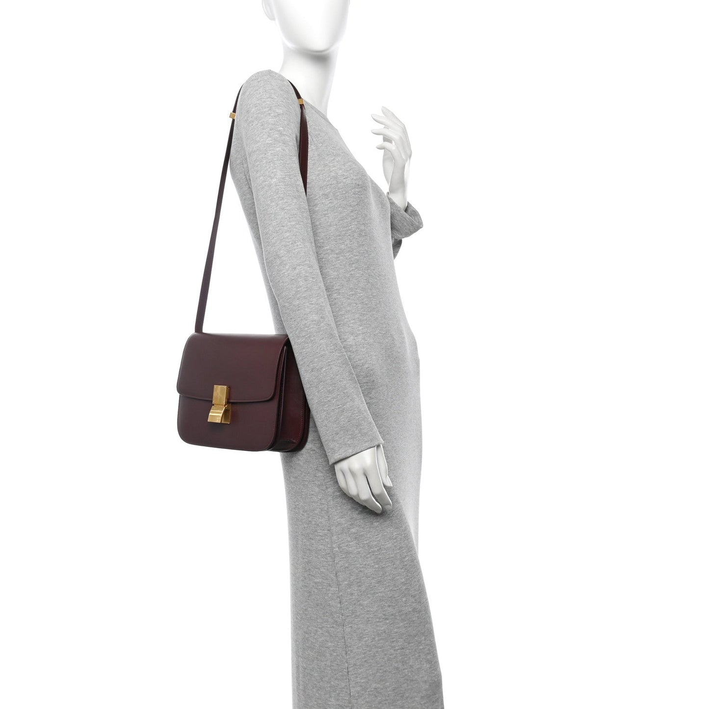 Box Calfskin Medium Classic Box Flap Bag Burgundy