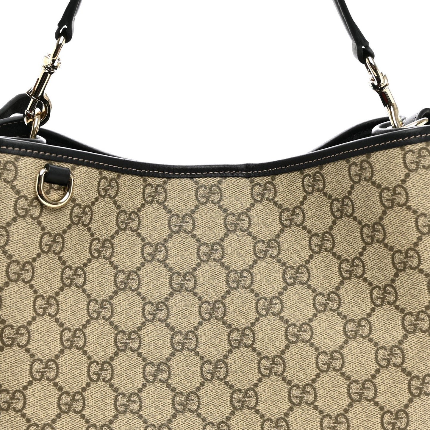 GG Supreme Monogram Medium Emblem Bucket Bag Beige Dark Brown Black