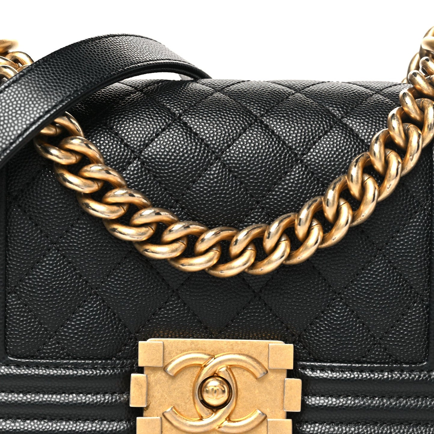 Caviar Quilted Small Boy Flap Black