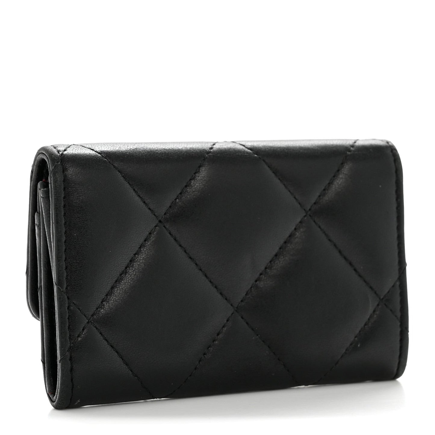 Lambskin Quilted Chanel 19 Flap Card Holder Black