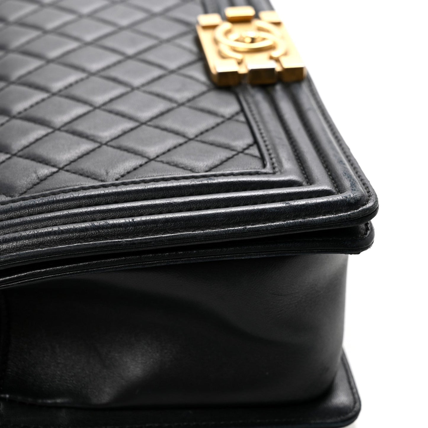 Lambskin Quilted Medium Boy Flap Black
