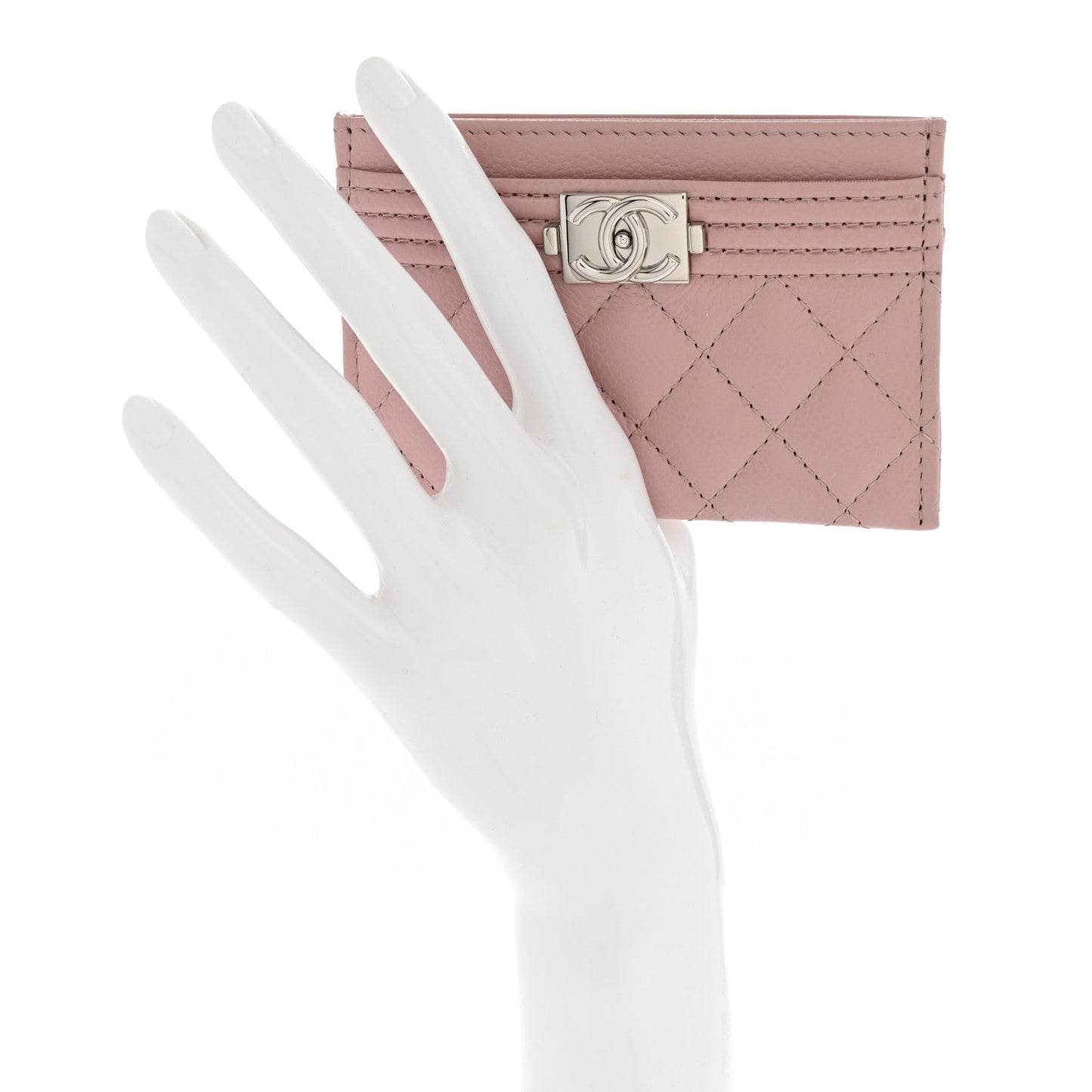 Caviar Quilted Boy Card Holder Pink