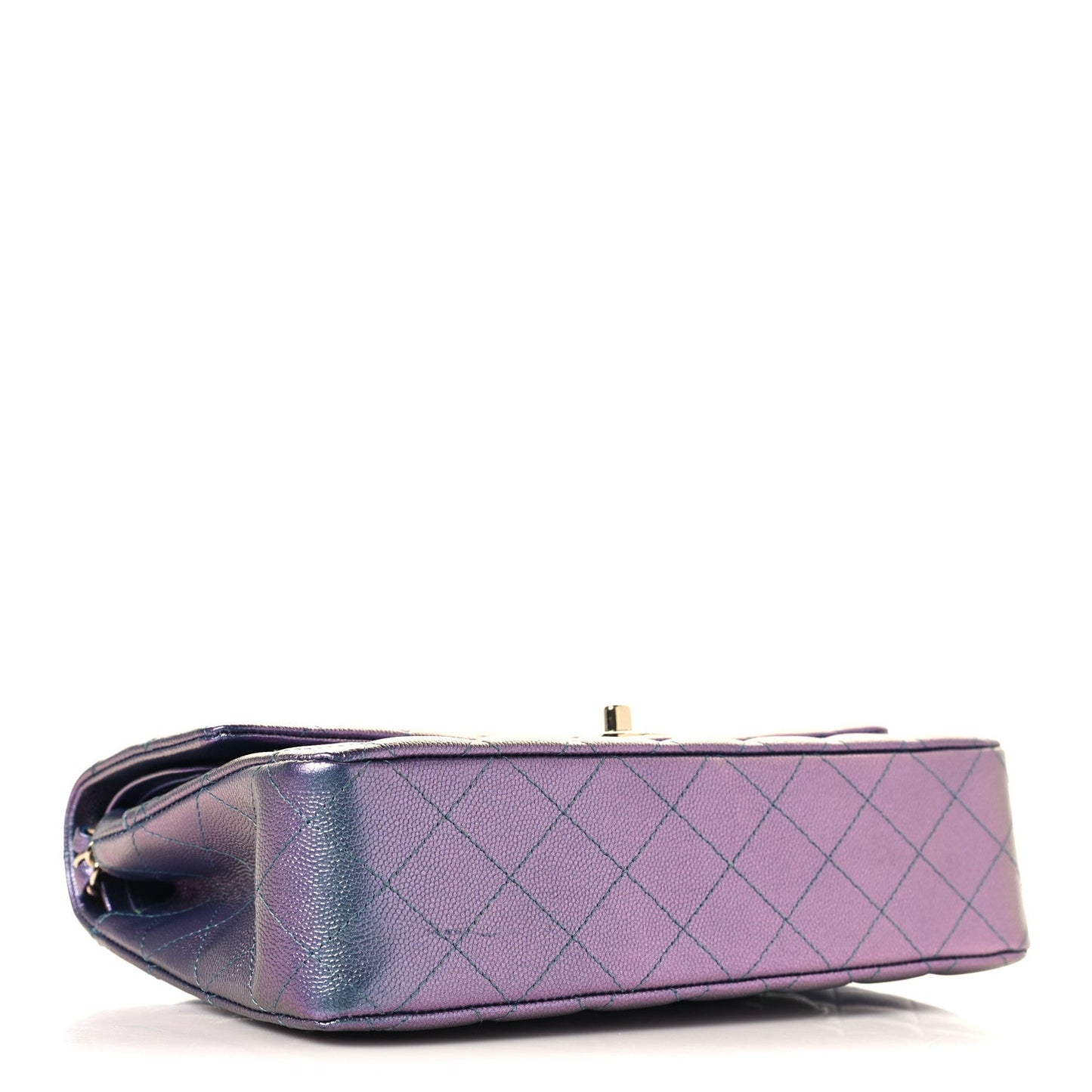 Iridescent Caviar Quilted Medium Double Flap Purple