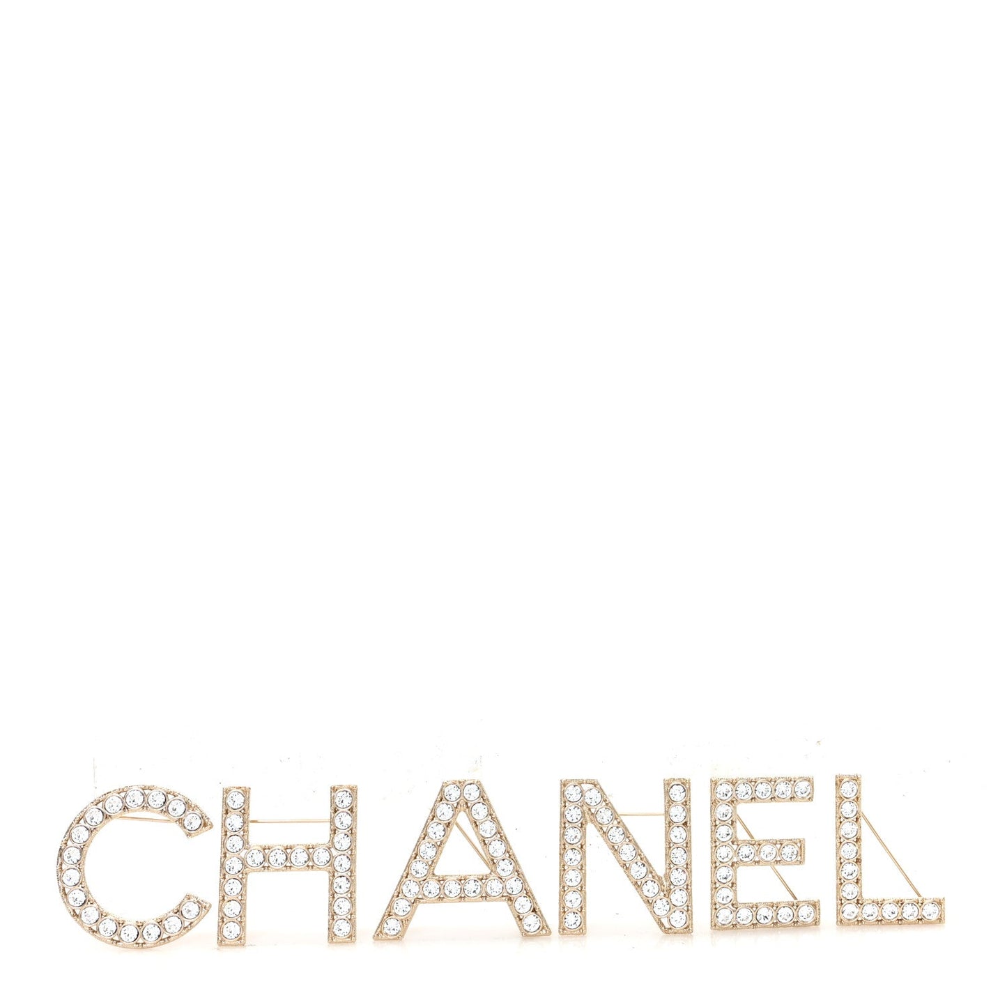 Crystal Cha-Nel Logo Brooch Set Gold