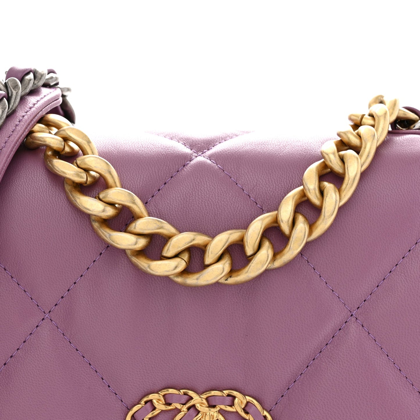 Goatskin Quilted Medium Chanel 19 Flap Violet Purple