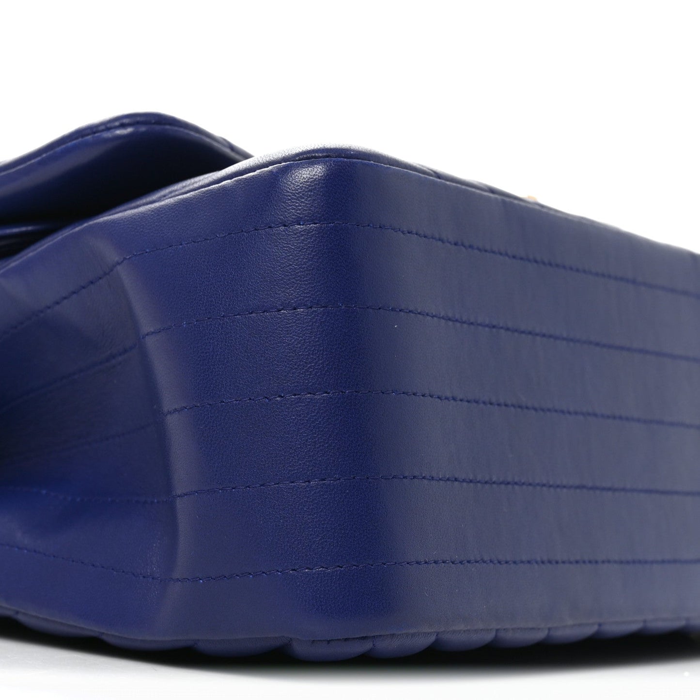 Lambskin Chevron Quilted Jumbo Double Flap Navy Blue