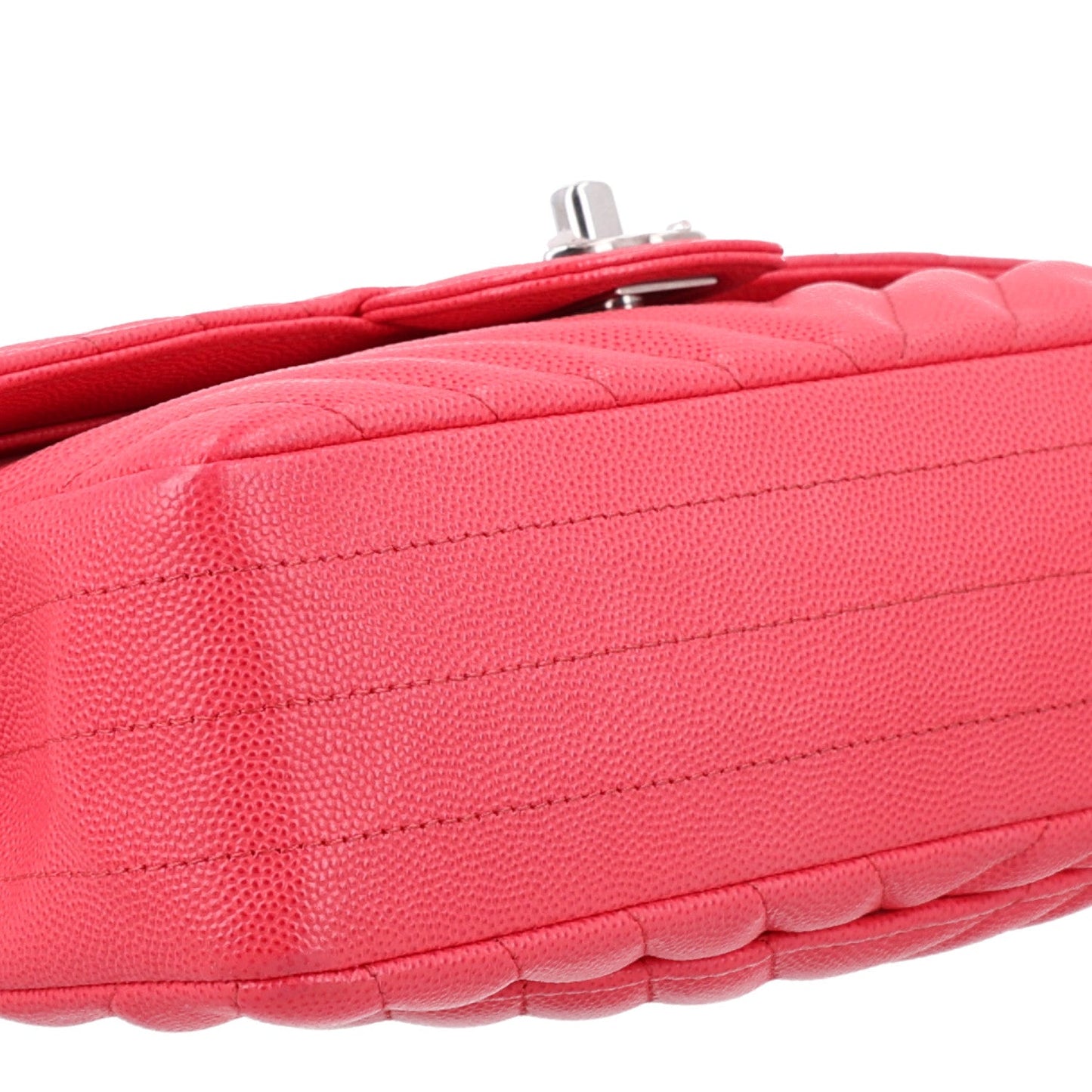 Caviar Chevron Quilted Small Double Flap Dark Pink