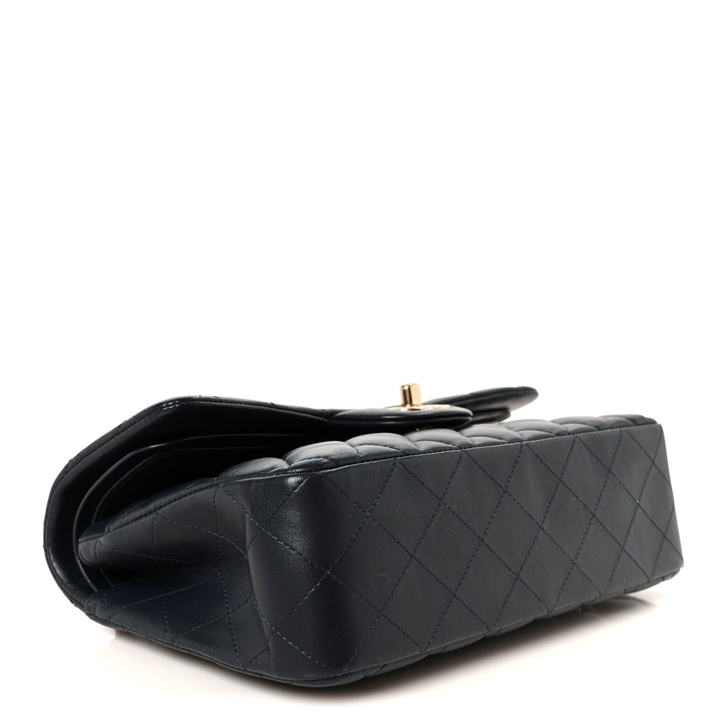 Lambskin Quilted Small Double Flap Navy
