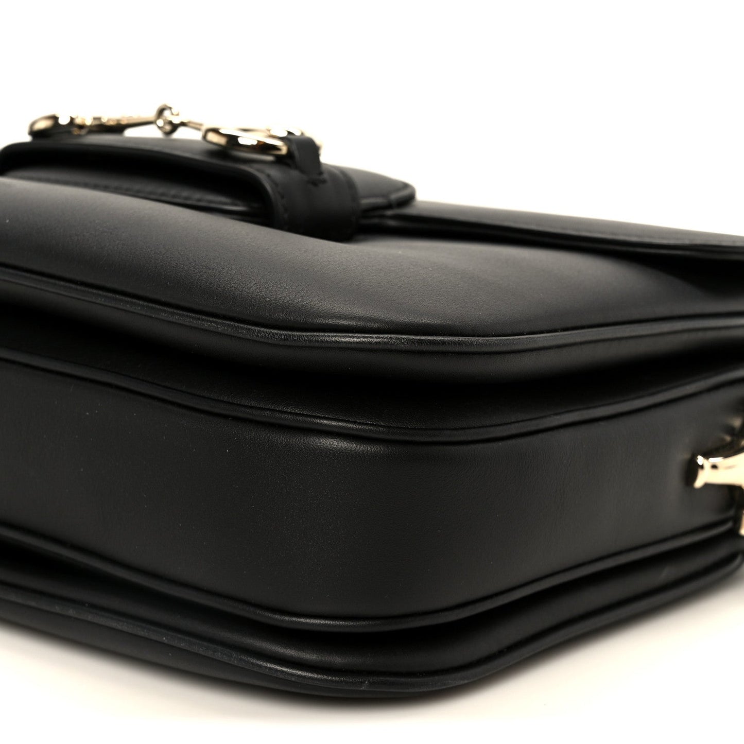 Arabella Calfskin Horsebit 1955 Soft Small Shoulder Bag Black