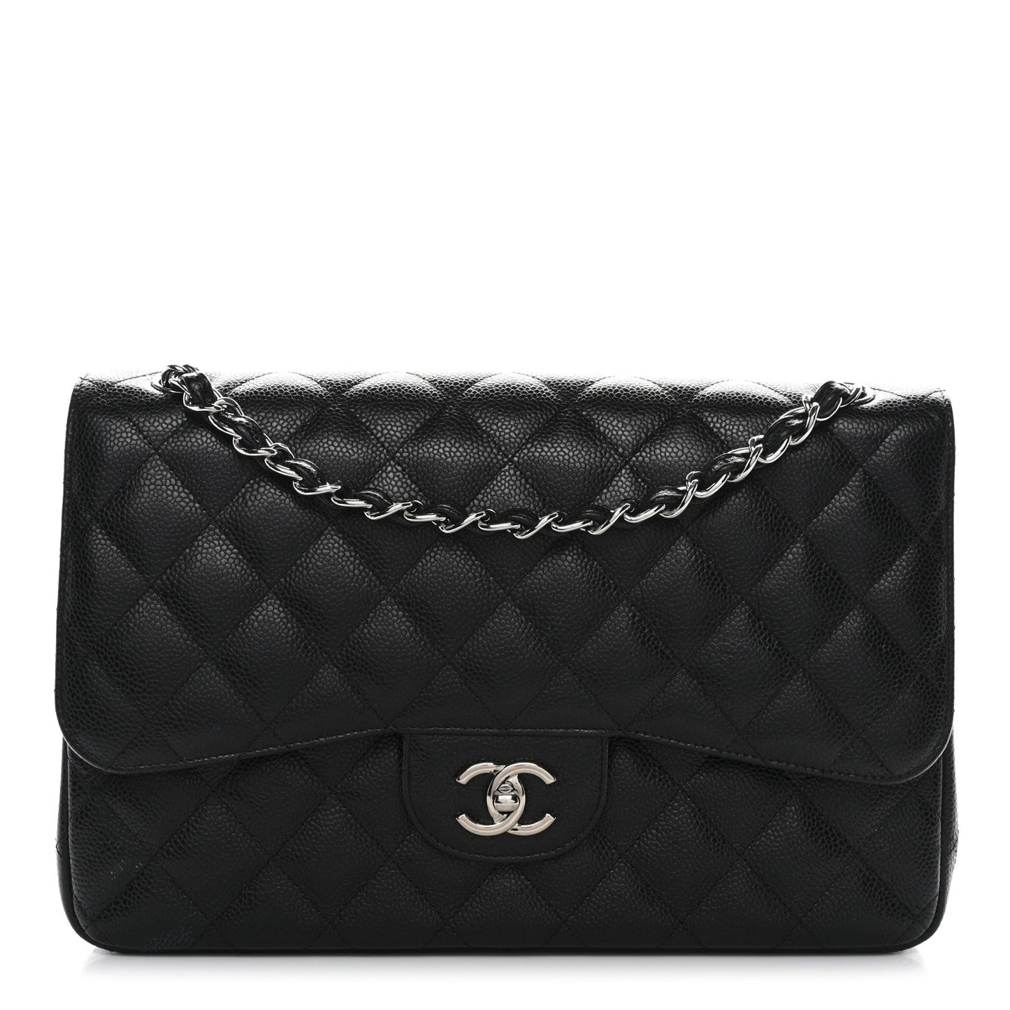 Caviar Quilted Jumbo Double Flap Black