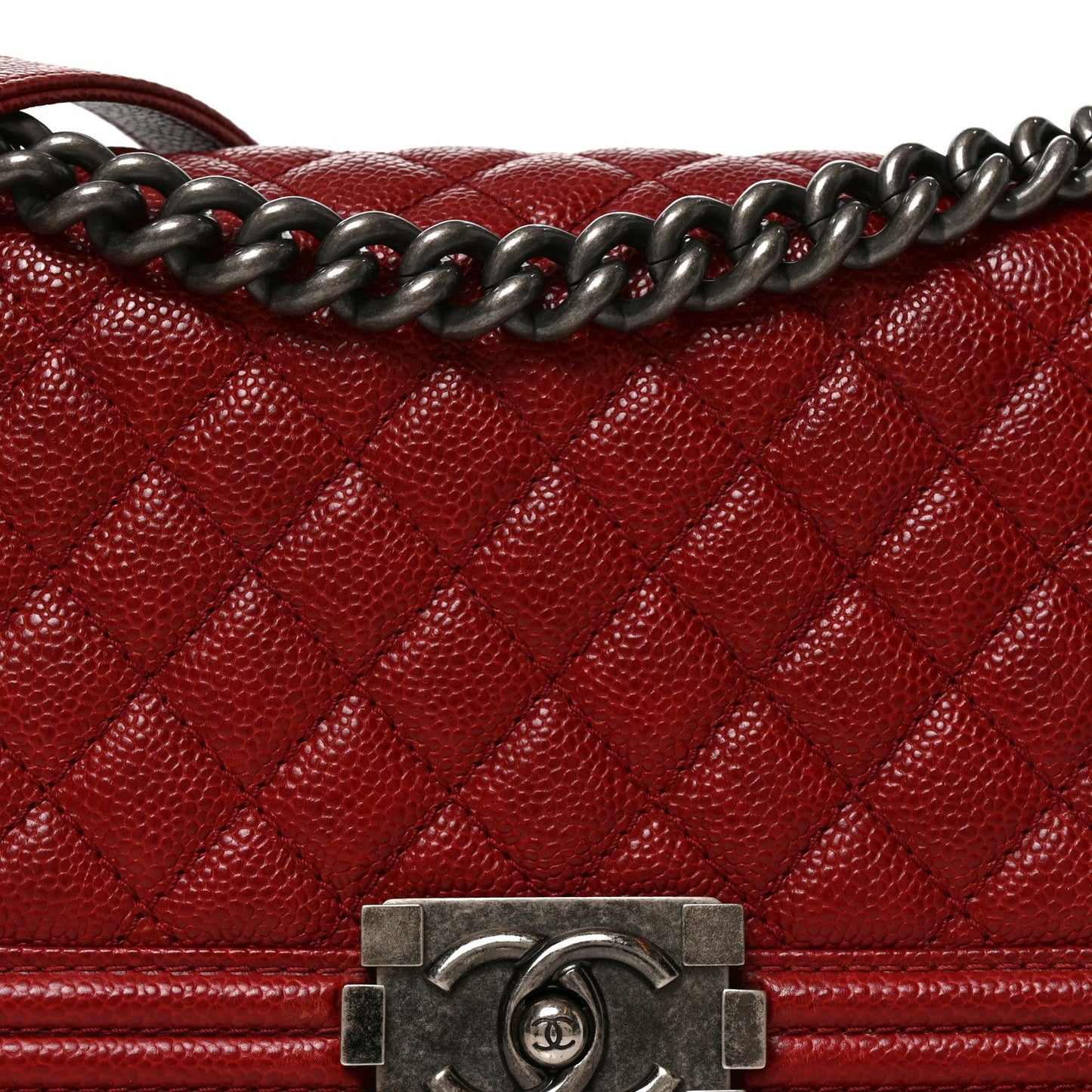 Caviar Quilted Medium Boy Flap Dark Red