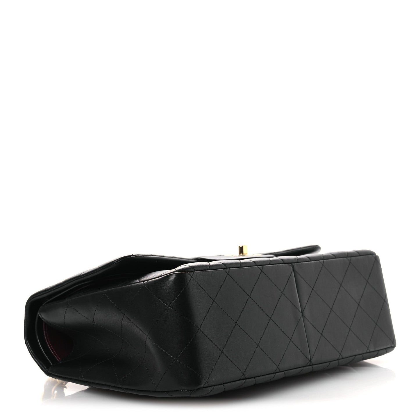 Lambskin Quilted Jumbo Double Flap Black