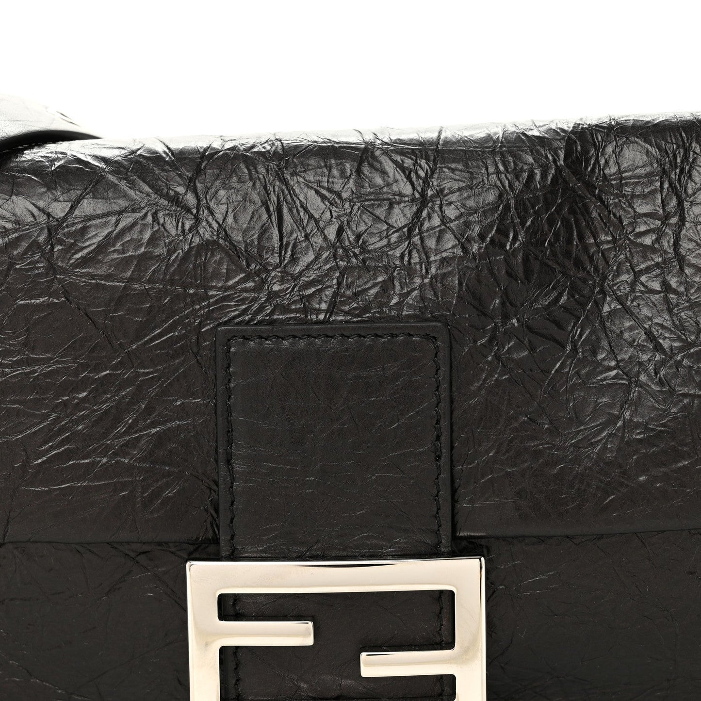 Crackled Calfskin Baguette 26424 Black