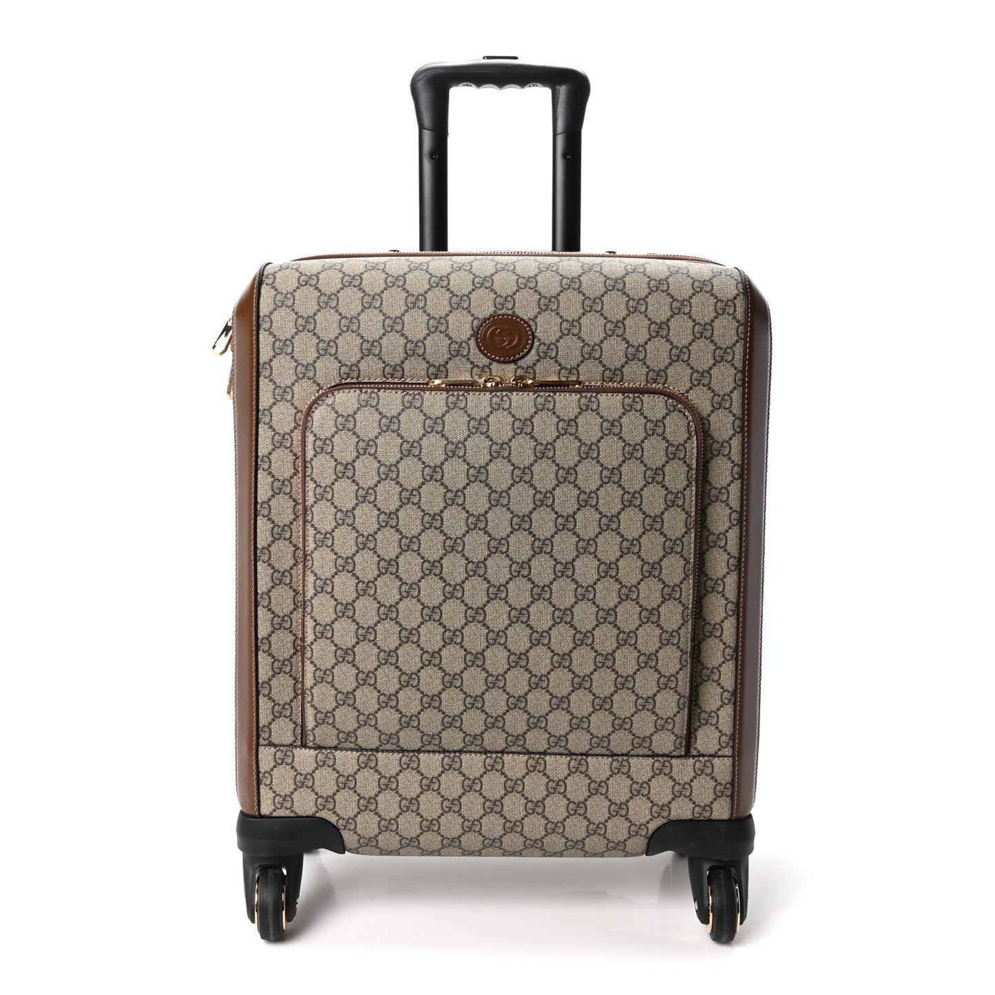 GG Supreme Monogram Azalea Calfskin Retro Interlocking G Small Savoy Cabin Trolley Beige Ebony Brown Sugar