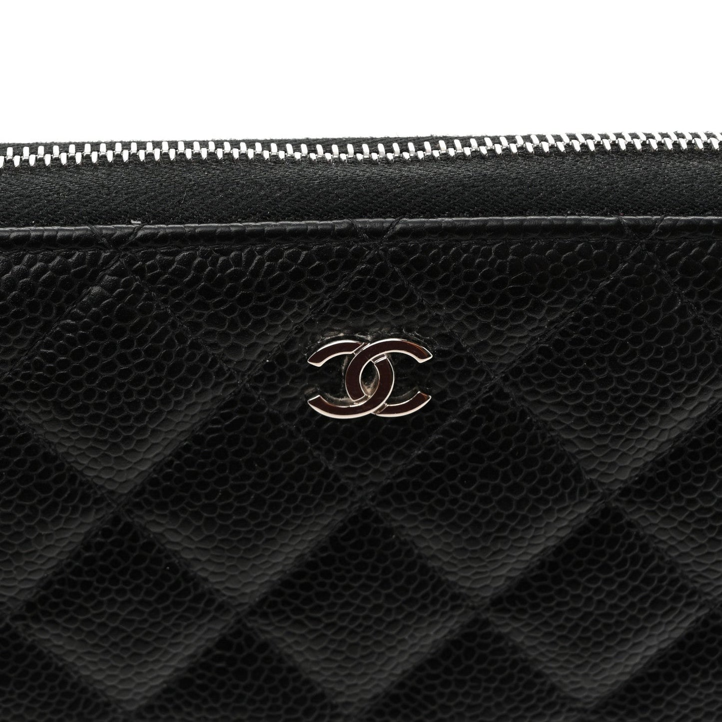 Caviar Quilted Large Gusset Zip Around Wallet Black