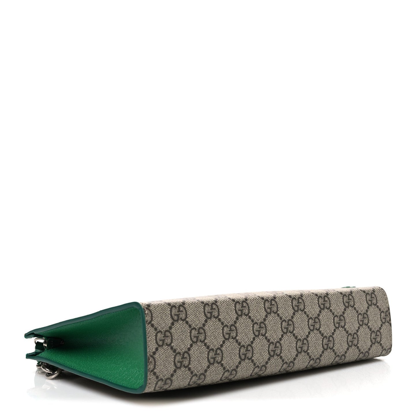 GG Supreme Monogram Bi-Color Small Zip Wristlet Pouch Beige Ebony Green