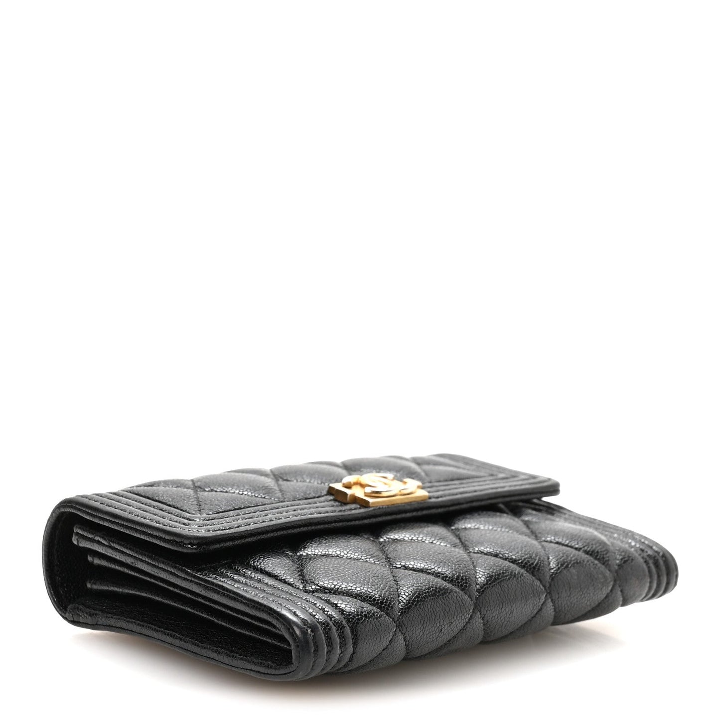 Caviar Quilted Medium Boy Flap Wallet Black