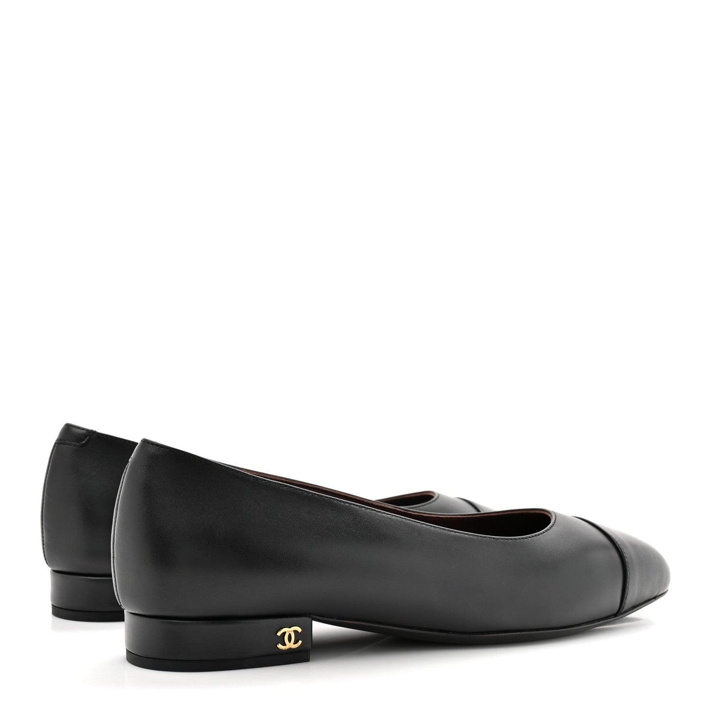 Lambskin Cap Toe CC Uniform Ballerina Flats 37.5 Black