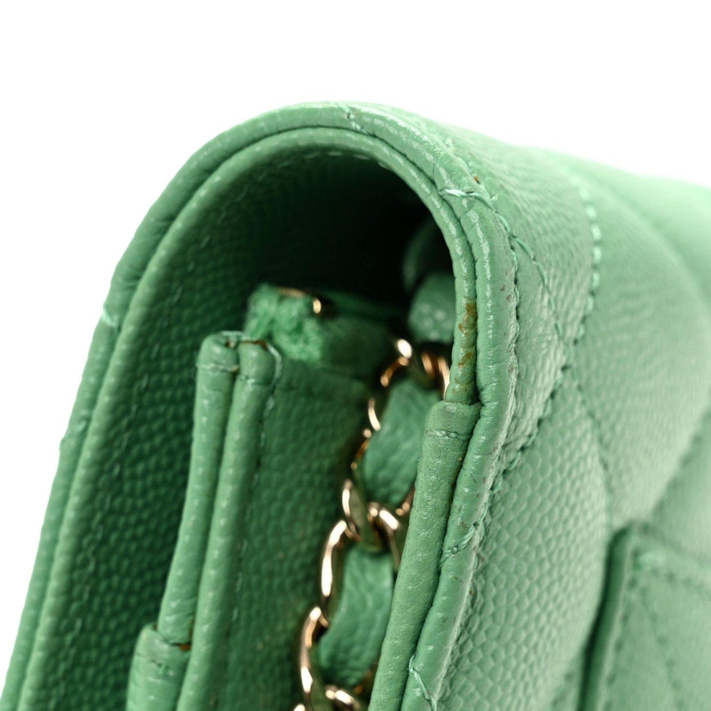 Caviar Quilted Wallet On Chain WOC Green