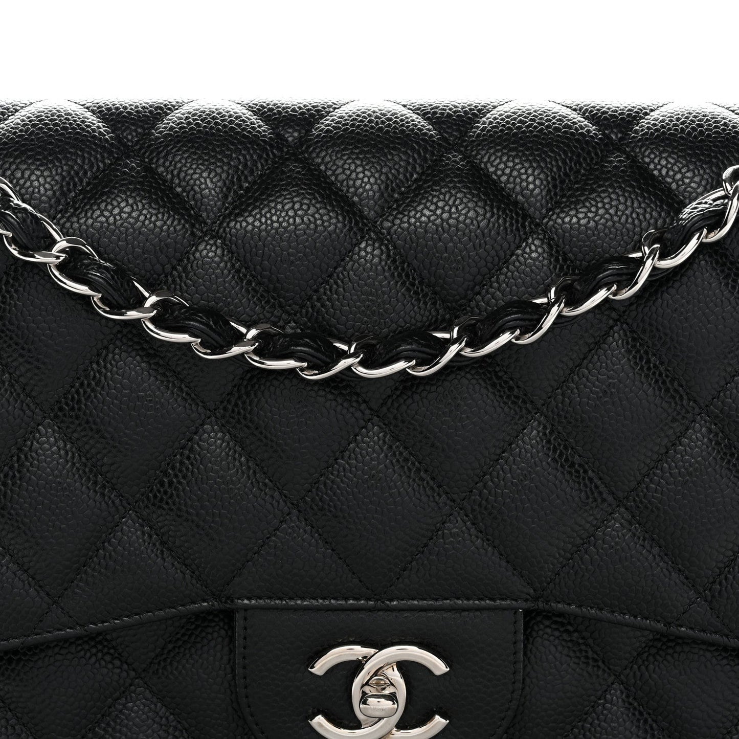 Caviar Quilted Jumbo Double Flap Black