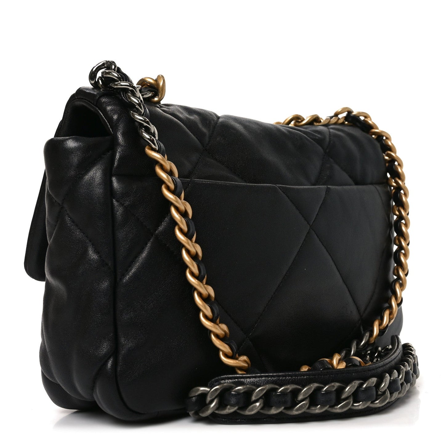 Lambskin Quilted Medium Chanel 19 Flap Black