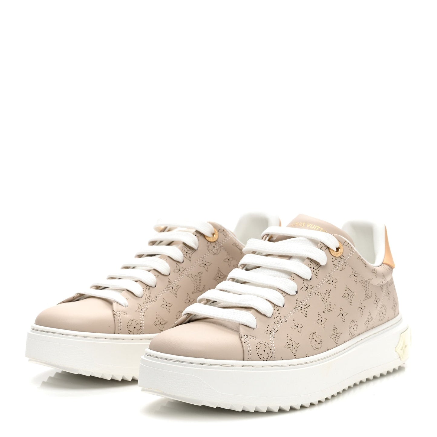 Calfskin Mahina Monogram Time Out Sneakers 39 Galet