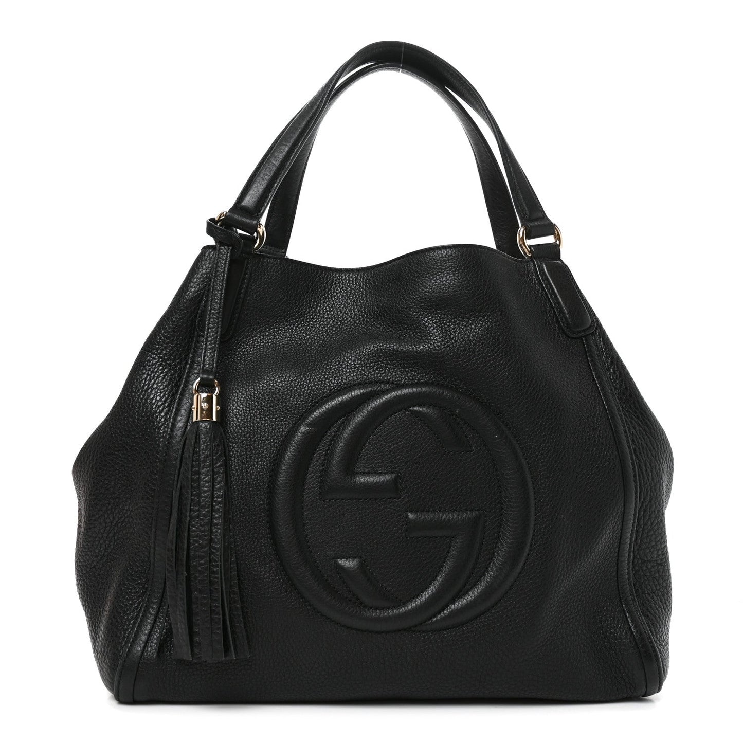 Pebbled Calfskin Medium Soho Shoulder Bag Black